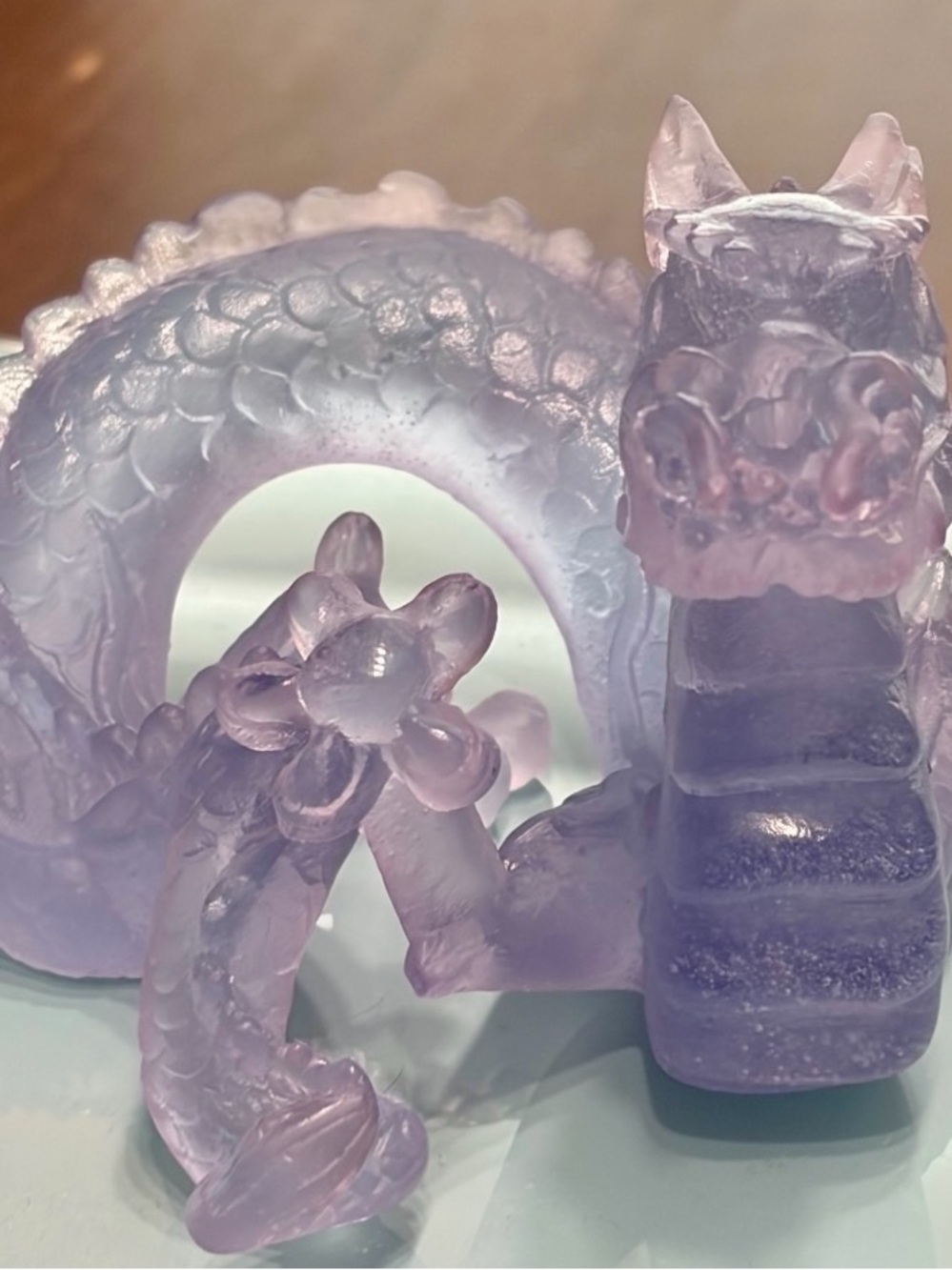 Rare/limited signed Daum France Amethyst Crystal Dragon Sculpture Pate de Verre - Picture 4 of 11